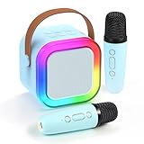 Fede Karaoke Maschine für Kinder Erwachsene, Mini Karaoke Maschine mit 2 Mikrofonen, Tragbarer Bluetooth-Lautsprecher mit Stimmeffekten & LED-Lichtern, Geschenke Spielzeug für Mädchen und Jungen