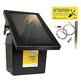 horizont Weidezaungerät Solar 9 V / 12 V - shockstar S40 mit 5 W Solarpanel - für über 5 km Zaun, für Pferde, Rinder, Schafe, Katzen, Hunde - 3-stufige LED-Anzeige, Stromsparschaltung