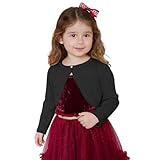 Jacke für Mädchen, Metallic-Garn, Knopfstrickjacke, elegant, vorne offen, dünne, leichte Schicht, weiche Haptik, besondere Anlässe, Alter 3 bis 10 Jahre, 01#_schwarz, 3-4 Jahre