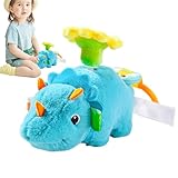 Qkbuza Weiches Plüschtier, niedliche Plüschtiere | weiches Zugseil, drehbar, kreatives Dinosaurier-Tier, Schildkröte, niedliches Plüschtier mit