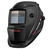 YESWELDER Wahre Farbe Schweißhelm Solarbetriebene Schweißmaske Automatischer Verdunkelung Breiter Schatten 4/9-13 Schweißhelm für TIG MIG ARC