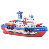 Feuerwehrboot,Elektrisches Schiff,Feuerlöschboot Spielzeug,Licht und Geräusche Boot,Musik Sound Licht Modell Spielzeugboot für Jungen und Mädchen
