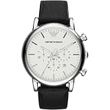 Emporio Armani Watch For Men, Chronograph Movement and 46mm Case Size with Stainless steel, Leather or Silicone strap Off-White und Silberton , 46MM