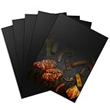 5er Set 40x30 cm BBQ Grillmatte, Backpapier, Antihaft Grillmatten, Wiederverwendbar, Hitzebeständig und Zuschneidbar, Dauerbackfolie für Gasgrill, Holzkohlegrill und Backofen