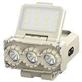 Kexpery LED-Induktions-Stirnlampe, 7 Modi, Typ-C, USB, wiederaufladbar, Mini-Clip-Licht, wasserdicht, Clip-on-Licht-Scheinwerfer, 700 Lumen, 1100 mAh Akku for Camping, Angeln, Notfall (Khak