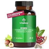 Vitabay Eisen Hochdosiert - 120 VEGANE Eisen Kapseln - 319 mg Eisenbisglycinat - Eisentabletten Hochdosiert Eisenpräparate - Eisen Tablette Iron Supplement Tablette Vegan - Eisen Natürlich Tablettten