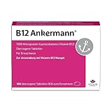 B12 Ankermann, 100 Stück: 1.000 Mikrogramm Vitamin B12 Tabletten, hochdosiert, effektiv gegen Müdigkeit & Erschöpfung infolge von Vitamin-B12-Mangel, für mehr Energie & Leistungsfähigkeit, 1x täglich