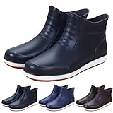 Regenstiefel Herren，Outdoor Rutschfester Gummistiefel，Abriebfest Gummi Kurzstiefel，Leichte Robuste Arbeitsschuhe，Wasserdicht Angelstiefel，Flache Gummistiefeletten，FüR Garten, Fischen & Outdoor