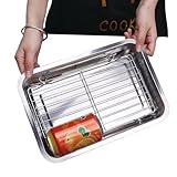 OvenbakingPan – Stainless Steel Sheet Tray with Rack, Bakeware Cookie Sheet bakingTray for Home Apartment Kitchen Grilling OvenCooking Bbq Fruit Vegetable Meat Bread | Meal Prep Protein Roasting