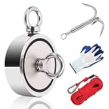 Magnetfischen Set 435KG Angelmagnet mit Seil 20M Carabiner Suchanker Handschuhen Ø75mm Neodym Magnet Starker Magnetangeln zum Magnet FischenMagnet