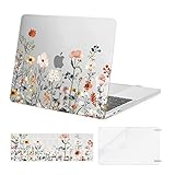 MOSISO Hülle Case Kompatibel mit MacBook Pro 13 Zoll 2024 2023 2022-2016 M2 M1 A2338 A2289 A2251 A2159 A1989 A1706 A1708,Plastik Gartenblumen Hartschale&Tastaturschutz&Displayschutzfolie,Transparent