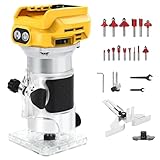 Akku Oberfräse kompatibel mit Dewalt 18V Akku, 1300W Oberfräse Trimmer Einhandfräse, Bürstenloser Kantenfräser mit 6 Geschwindigkeit, 28.000 U/min Akku-Holzfräser für Holzbearbeitung (no Akku)