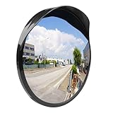 Lectorias Ø30cm Verkehrsspiegel für Ausfahrten, Traffic Mirror Zimmer Deko, Konvexspiegel, Convex Spiegel, Sicherheitsspiegel für Einfahrten, Außenspiegel, Panoramaspiegel, Überwachungsspiegel,Schwarz