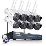 ANNKE 3MP WLAN Überwachungskamera Set Aussen 8CH 5MP NVR mit 8Pcs 3MP WiFi Kameras Videoüberwachungs Set mit 2TB Festplatte unterstützt Audioaufzeichnung, IP66 Wetterfest, kompatibel mit Alexa