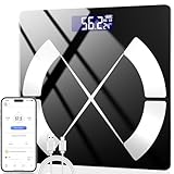 Onherm Körperfettwaage, Digitale Personenwaagen mit APP, Bluetooth Waage für Körperfett 180 kg, BMI, Gewicht, Muskelmasse, Wasser, Protein, Skelettmuskel, Knochengewicht, BMR