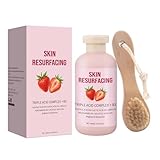 Feuchtigkeitsspendende Körperlotion für geschmeidige Haut, Erdbeer-Hauterneuerungscreme mit Pinsel, Erdbeer-Beinbehandlung, sanfte Körperpflege mit zartem Duft, Bodylotion für hydratisierte Haut (1)