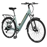 Cecotec Elektro-Stadtfahrrad Urban, 250W, 28-Zoll-Räder, 90 km Reichweite, 460 Wh Batterie, Vorderradfederung, 7-Gang-Shimano-Schaltung und Doppel-Hydraulikbremsscheiben