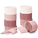 NICROLANDEE Krepppapier-Luftschlangen, 8 Rollen rosa Rosen-Krepppapier zum Aufhängen, Party-Dekorationsset für Hochzeit, Junggesellenabschied, Geburtstag, Brautparty, Jubiläum, Valentinstag, Zuhause