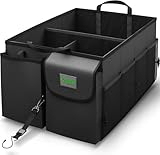 ELAORY Kofferraum Organizer - Zusammenklappbar, Automotive Kofferraumtasche die Lagerung mit Verstellbaren Riemen -Auto Zubehör Innenraum - Schwarz