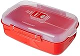 Sistema Microwave rechteckige Mikrowellenschüssel | 1,25 l Mikrowellenbehälter mit Dampfventil | BPA-frei | Rot
