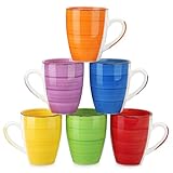 vancasso BONITA Kaffeetassen set 6er, Tassen Set Steingut, 500ml Kaffeebecher mit Henkel, Espressotassen, Teetassen groß, Geeignet für verschiedene Getränke, Bunte Farbe