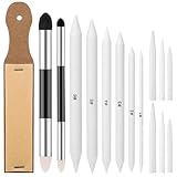 HJZHII 15 Stück Papierwischer Set,Papierwischer Bleistife,Zeichnen Zubehör Doppelköpfe Papier Radiergummi Stift Bleistift Blendende Stümpfe Tortillions Set Zeichenwerkzeuge für Abwischen Korrigieren