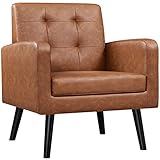 Yaheetech Ohrensessel Sessel mit Armlehnen, Bequem und Modern, Fernsehsessel Relaxsessel Wohnzimmer Clubsessel Sofa 136 KG belastbar Retro-braun