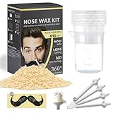 Nasenwachs,Nasenhaar Wachs,Nasenwachs Männer mit 100g Nasenhaarwachs,20 sichere Applikatoren, 10 Behälter und 10 Schnurrbartschablonen,für Anfänger, Hauttypen.