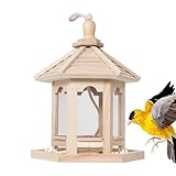 Vogelhaus zum Aufhängen im Freien | Futterspender aus sechseckigem Holz, Vogelfutterspender zum Aufhängen, für Meisen, Specht, Meisen, Meisen, Meisen, Specht