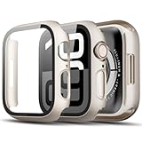TGKML 2-Stück Kompatibel mit Apple Watch Series 9/8/7 Schutzhülle mit Displayschutzfolie 41mm, Hard Gehäuse Eingebaut Kratzfest Gehärtetes Glas Schutzfolie für iWatch 41mm, Polarstern/Polarstern
