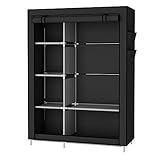 UDEAR Kleiderschrank Faltschrank Wäscheschrank Schrank Kleidung Speicherorganisator Canvas 105 * 45 * 170 cm Schwarz