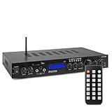 Fenton AV-150BT - HiFi Verstärker 380 Watt, 5.1 AV Receiver mit Bluetooth, FM-Radio, MP3, SD- und USB-Anschluss, 2X Mikrofon Anschluss, Echo Effekt für Karaoke - Schwarz