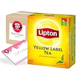 Pere's Candy® Bundle für 1 Packung 100 Stück Teebeutel (2 g) Lipton Yellow Label Tee - Schwarztee + Pere's Candy Notepad DIN A7-25 Blatt