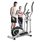 Dripex Crosstrainer für zuhause, magnetischer Ellipsentrainer mit ultraleichtem Riemen Antriebssystem, 6-kg-Schwungrad, 8 Widerstandsstufen, Pulsfrequenz, LCD-Monitor und Flaschenhalter (CT-2402)