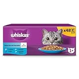 Whiskas Nassfutter für ausgewachsene Katzen, Fischauswahl in Gelee (Multipack, 4 x 12 x 85 g)