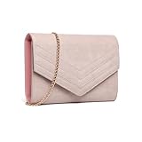 Miss Lulu Clutch Damen Envelope Pochette Abendtasche Mode Elegant (Rosa)