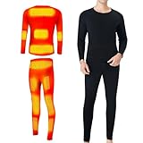 Beheizte Thermounterwäsche für den Winter für Männer und Frauen, 13 Heizkissen, Hosen und Hemd, intelligente APP-Steuerung, USB-Aufladekleidung für Outdoor-Abenteuer (Schwarz 4XL)