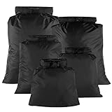5 Stück wasserdichte Aufbewahrungsbeutel, 1,5L/2,5L/3,5L/4,5L/6L Dry Bag Trockenbeutel Polyester Packsack Wasserdicht für Wassersport Freizeit Camping Angeln Wandern Schwimmen Surfen (Schwarz)