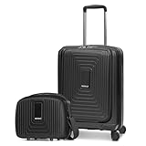 REDOLZ Hartschalen Koffer-Set-2-teilig | S Trolley 40 x 23 x 55 cm mit Laptopfach & Dehnfalte - 3,2 kg + Beauty-Case 34 x 17 x 27 cm - 1,1 kg | für Damen & Herren (Essentials 14)