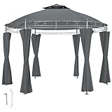 tectake® Pavillon rund Ø 3,5m, Partyzelt mit Dach und Seitenteilen, inkl. Befestigungsmaterial, Zelt Überdachung für Garten, Event Shelter, Festzelt, wasserdicht - anthrazit