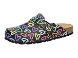 Lico Damen Bioline Clog Print Pantoletten, Schwarz, 39 EU