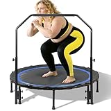 Mini-Trampolin für Erwachsene und Kinder, 122,9 cm, 272,2 kg Gewichtskapazität, stabiler/geräuschloser Bungee, Fitness-Rebounder für Indoor- und Outdoor-Workout
