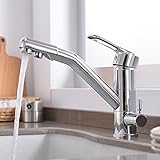 Küchenarmatur, bleifreies Trinkwasser, Messingkonstruktion, 360° schwenkbarer Auslauf, verchromt, langlebig, Spültischarmatur für moderne Küchen