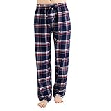 JTPW Men's 100% Cotton Flannel Sleep Pajama Pants With Pockets, Blue White Plaid, Size: L