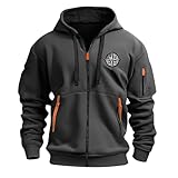 KONG JIMFAN Zipper Hoodie Herren Oversize Shirt Strickjacken Für Jacke Kapuzenpullover Oversized Sweatjacke Herren(#H Dark Gray,XL)