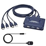 TCNEWCL 4K HDMI USB KVM Switch mit 1,2M HDMI&USB-Kabel, 2 Port KVM-Switches HDMI KVM Umschalter für 2 Computer Teilen 1 HD Monitor Tastatur Maus, mit Fernbedienung