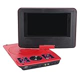 Tragbarer DVD-Player mit Großem Schwenkbarem Bildschirm, 806 Mobiler DVD-Player, 1500 MAh, Wiederaufladbar, Unterstützt Synchronisierung von TV/SD-Karte/USB/Region (Rot)