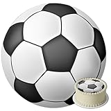 J&M DECO Tortenaufleger Geburtstag - Fußball Tortendeko - Geburtstagskuchen Deko aus Fondant - Rund 20 cm - Esspapier Tortendeko - Tortenaufleger Fussball - Cake Decoration