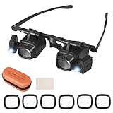 Lupe mit Licht, Kopfbandlupe 2.0X 6.0X 10.0X 24.0X VergrößErung, Lupenbrille EnthäLt 8 Wechselobjektive, Leselupe für Juweliere, NäHen, Handwerk, Hobbys