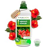 Purgrün® Hibiskus-Dünger 1 Liter – Organisch-mineralische Rezeptur – Premium-Flüssigdünger mit Spurennährstoffen – NPK 8+8+6 – Mit Guano & Aqua Plus – Prächtige Blüten & gesundes Wachstum